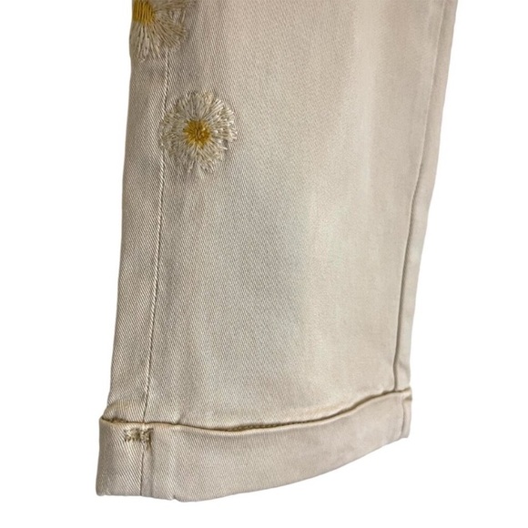 NWT daisy embroidered utility boyfriend straight leg crop khaki jeans size L - Picture 7 of 12